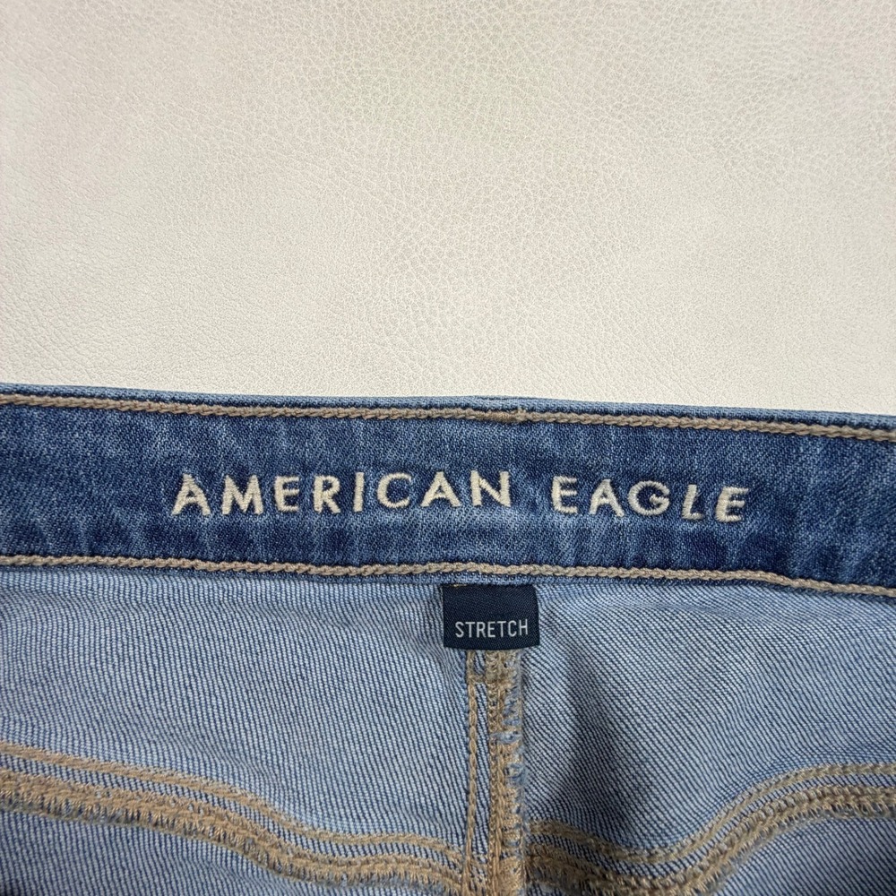 American Eagle Super‎ High-Rise Baggy Wide Leg Jeans Medium Wash Blue 12 Short - Picture 2 of 12